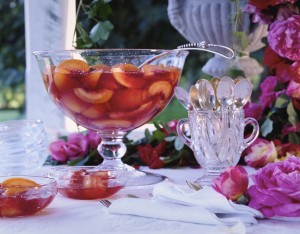 Peach Dessert in a Punch Bowl